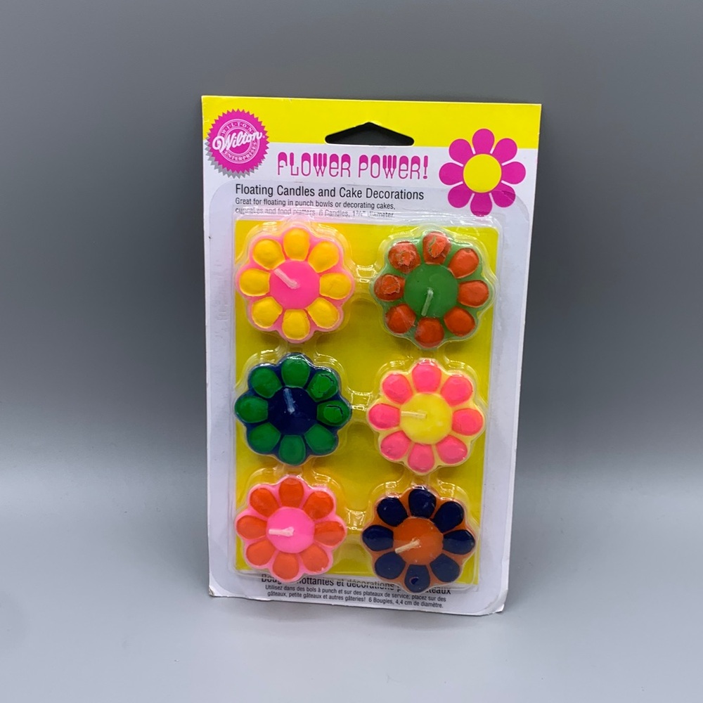 Wilton Six Flower Power Floating Candles & Cake Decorations